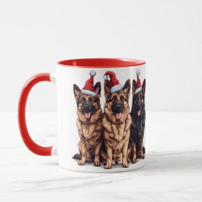 Mug Chiens de Père Noël, berger allemand de Noël (Gauche)