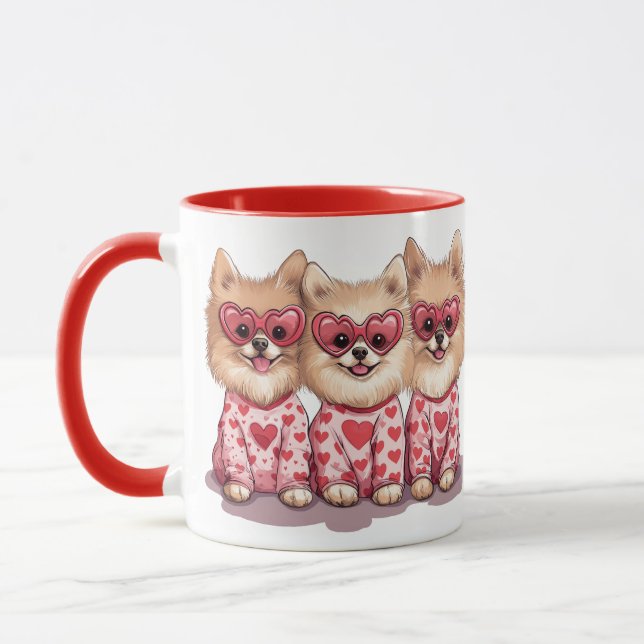 Mug Chiens de Poméranie de la Saint-Valentin (Gauche)
