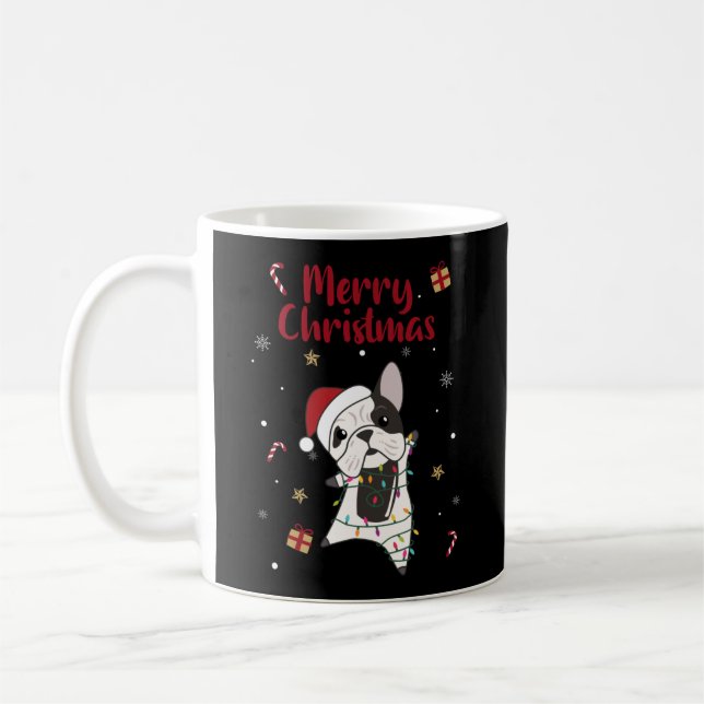 Mug Chiens de taureau Joyeux animaux d'hiver de Noël (Gauche)