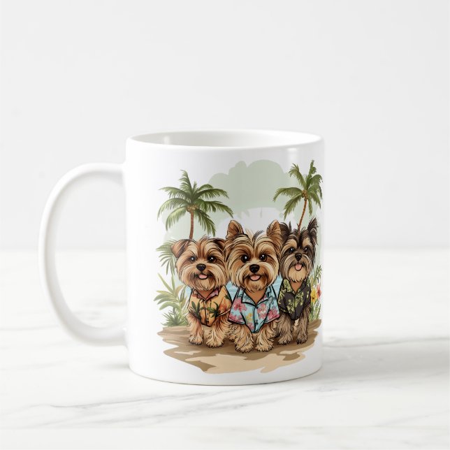Mug Chiens de Yorkshire Terrier Chemises hawaïennes (Gauche)