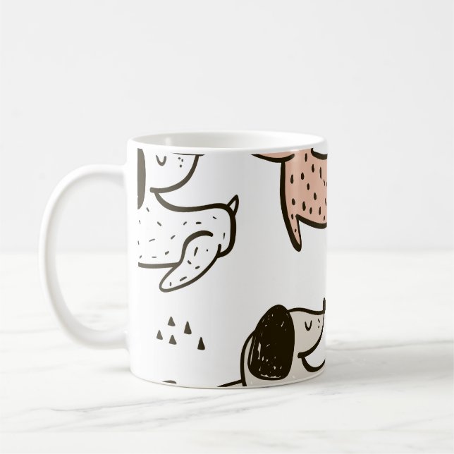 Mug Chiens d'enfants, dessinés à la main, motif à la m (Gauche)