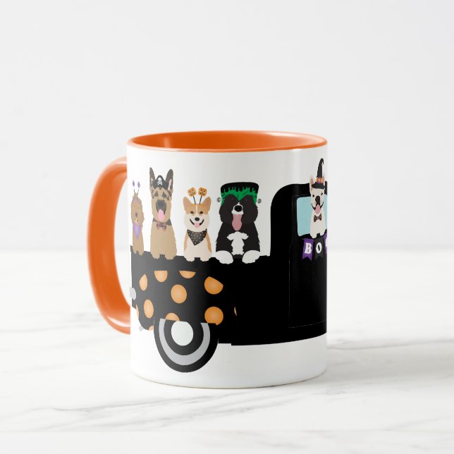 Mug Chiens D'Halloween Dans Un Camion De Ramassage (Devant gauche)