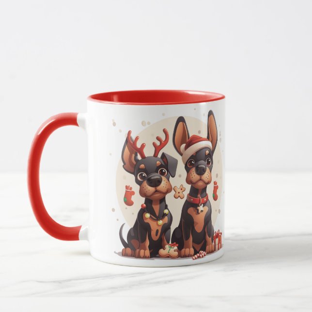 Mug Chiens Dobermann de Noël (Gauche)