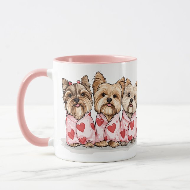 Mug Chiens du Yorkshire Terrier de Valentines Day (Gauche)