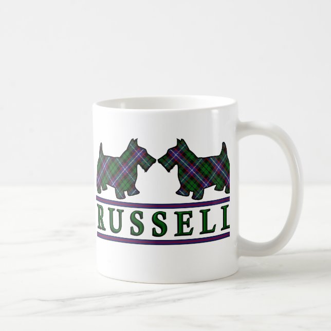 Mug Chiens écossais Clan Russell Tartan (Droite)