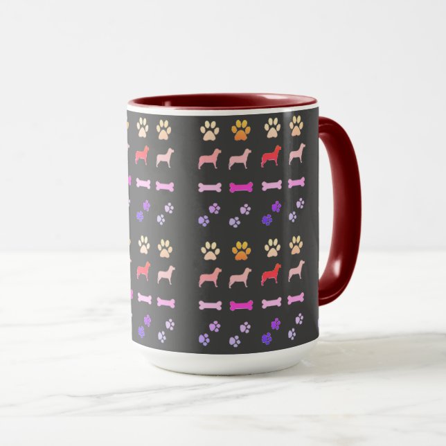 Mug Chiens, Empreintes de pattes et os de chien Café M (Devant droit)