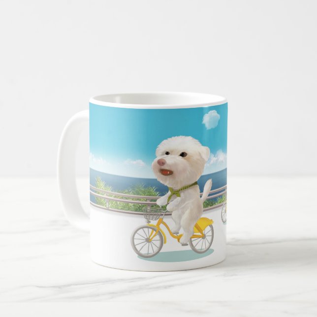 Mug Chiens et chats Vélo en mer (Devant gauche)