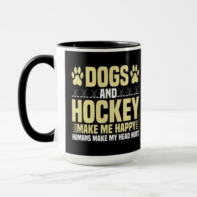 Mug Chiens et hockey me rendent heureux (Gauche)