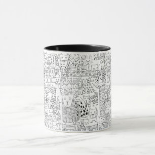 Mug Chiens et Marionnettes Noirs et Blancs à la mode