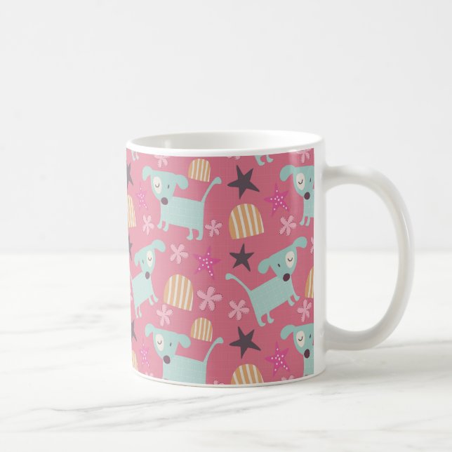 Mug Chiens, étoiles et fleurs (Droite)