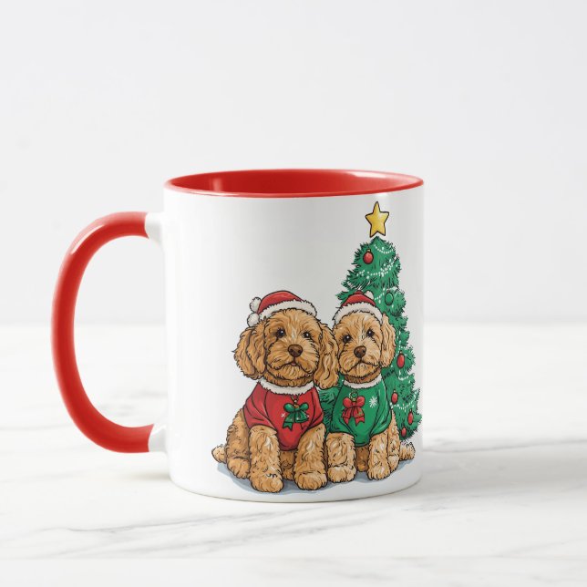 Mug Chiens Goldendoodle de Noël (Gauche)