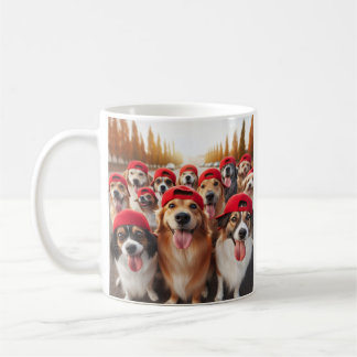 MUG CHIENS HEUREUX EN CASQUETTE ROUGE