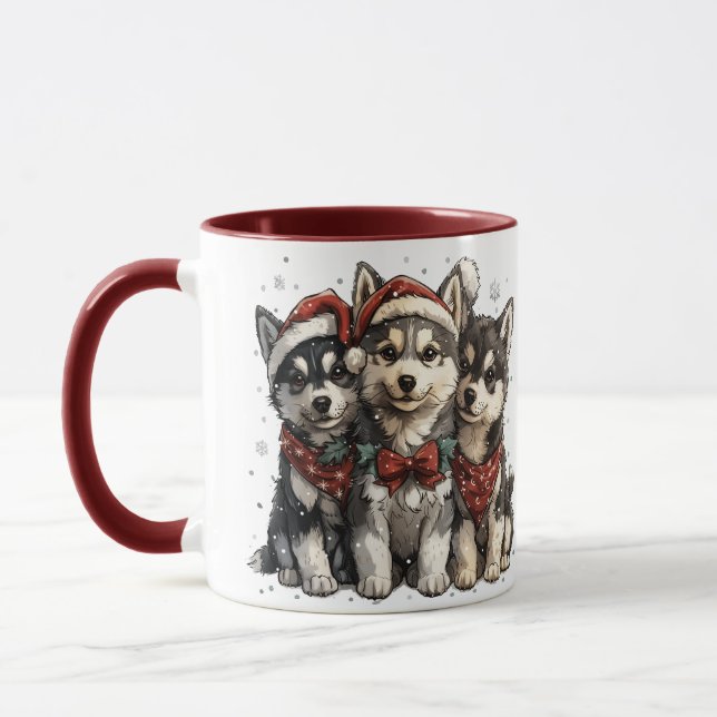 Mug Chiens Husky de Noël (Gauche)