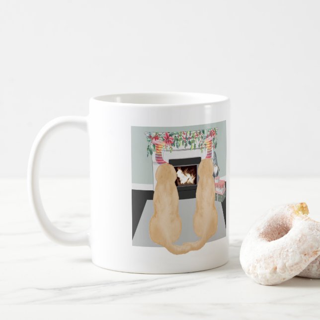 Mug Chiens Jaunes du Labrador Dans La Scène De La Chem (Avec donut)