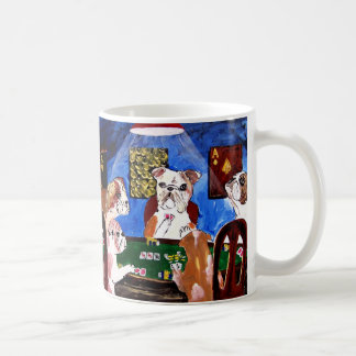 MUG CHIENS JOUANT AU POKER POUR HANDERS DROIT