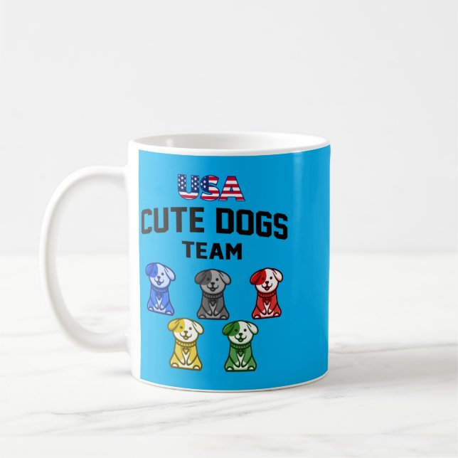 Mug Chiens Mignons Drôles Équipe De Chiots Usa (Gauche)