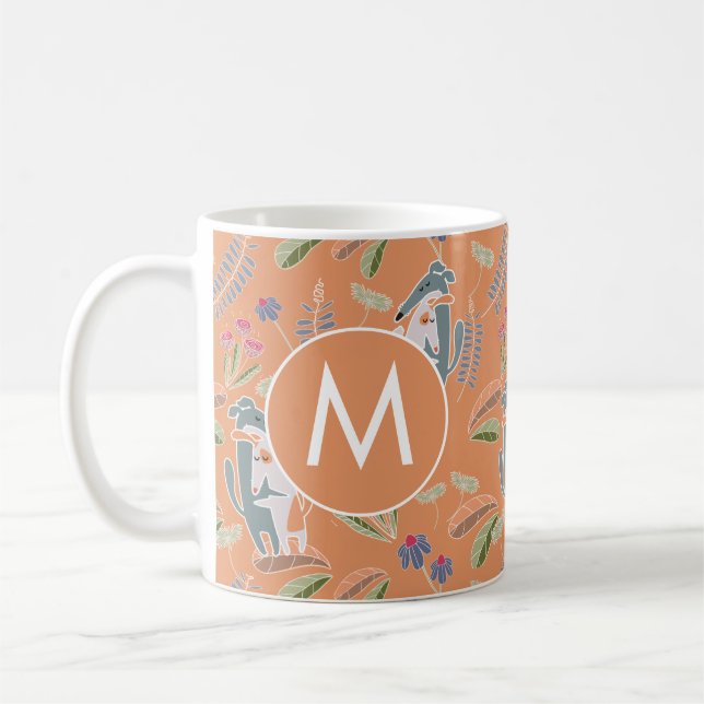 Mug Chiens Monogrammes Motif Floral Terracotta (Gauche)