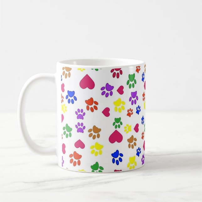 Mug Chiens, pattes et coeurs, (Gauche)
