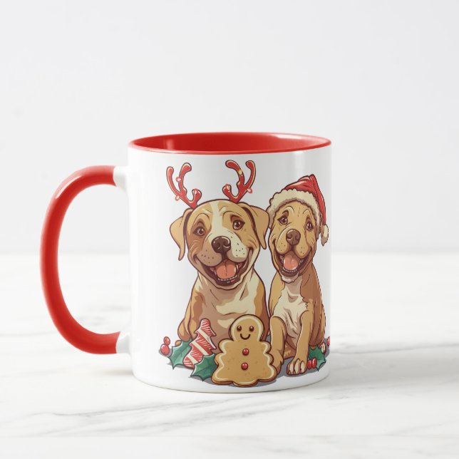 Mug Chiens Pit Bull de Noël (Gauche)