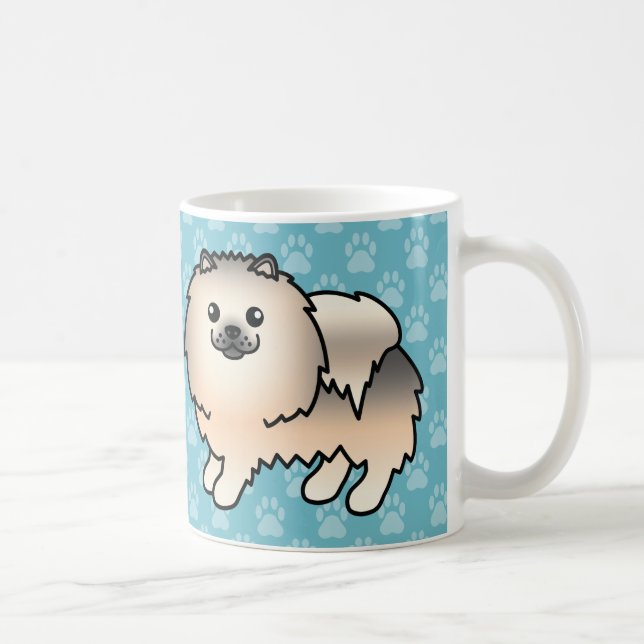 Mug Chiens Pomeranian Moutonneux Sable Crème Sur Fond  (Droite)