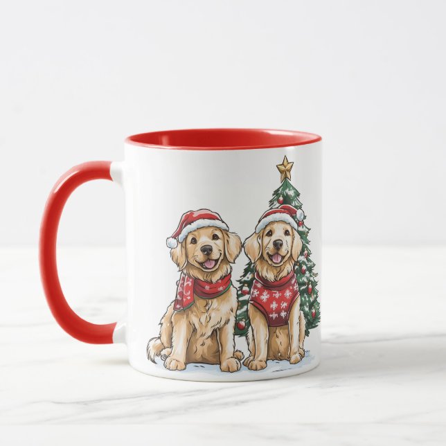 Mug Chiens Retriever dorés de Noël (Gauche)