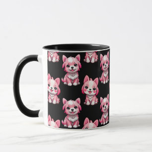 Mug Chiens roses mignons - Noir