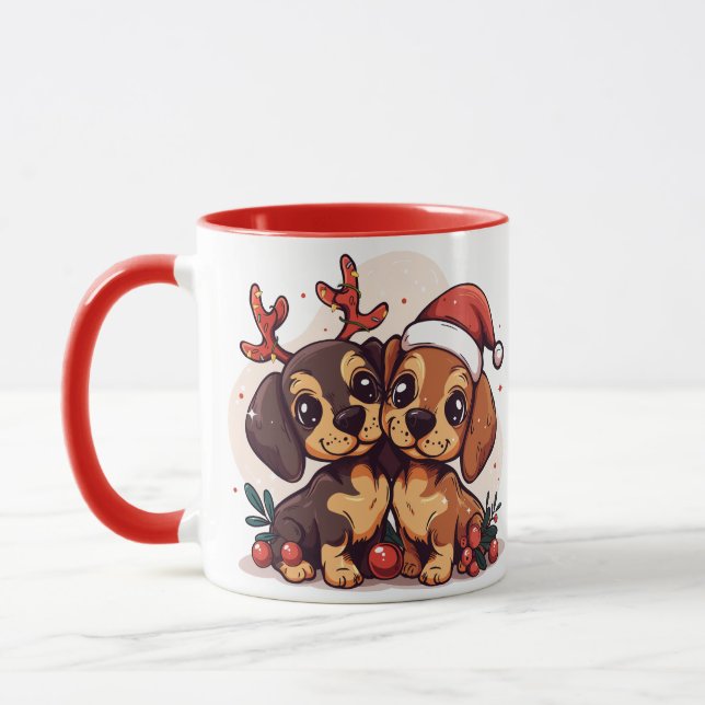 Mug Chiens teckel de Noël (Gauche)