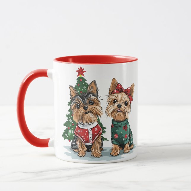 Mug Chiens Yorkie de Noël (Gauche)