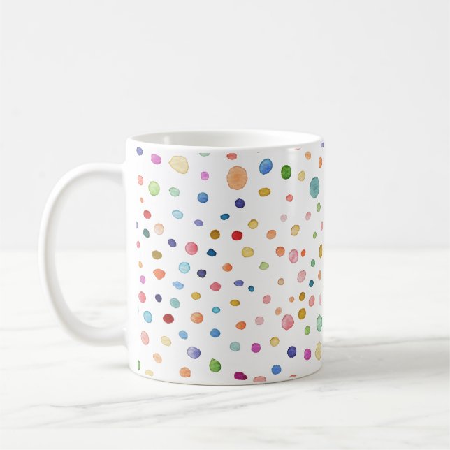 Mug Chiffre de Motif d'aquarelle Rainbow Confetti Dog (Gauche)