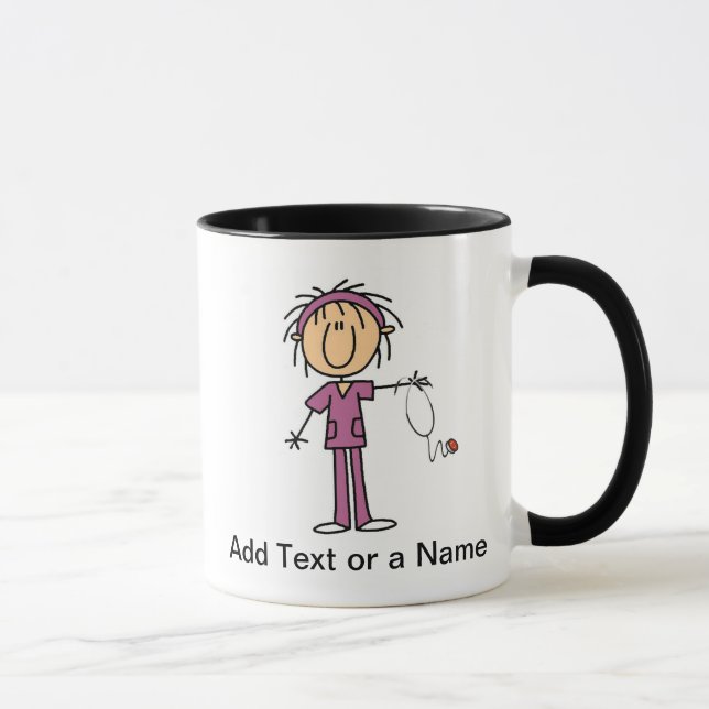 Mug Chiffre femelle blanc T-shirts et cadeau de bâton (Droite)
