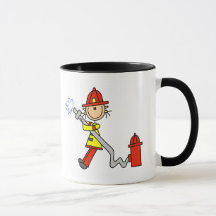 Mug Chiffre sapeur-pompier de bâton avec le tuyau