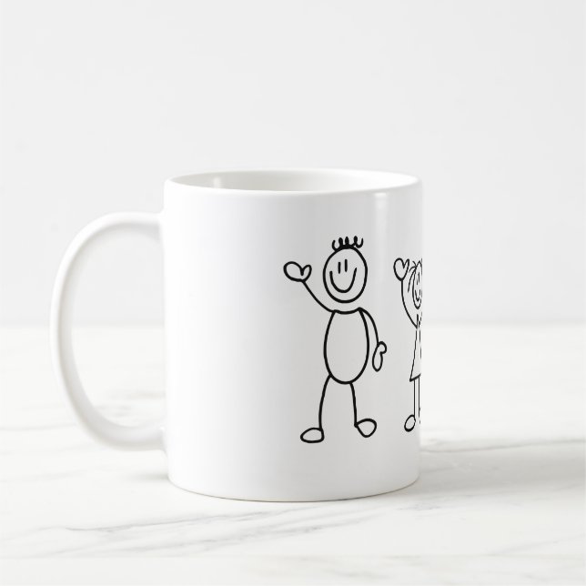 Mug Chiffres amusants de bâton de famille (Gauche)