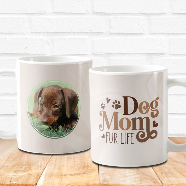 Mug Chig Mom Retro Typographie Dachshund Photo personn (Créateur téléchargé)