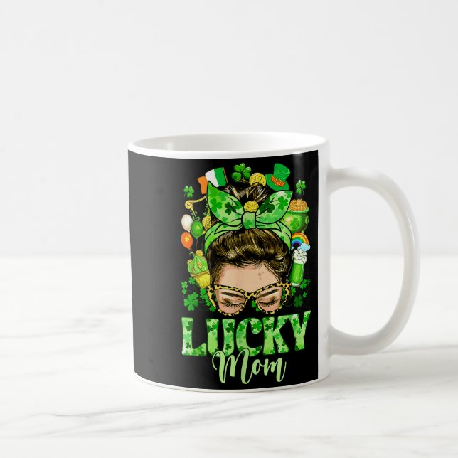 Mug Chignon désordonné cheveux maman chanceuse trèfles (Droite)