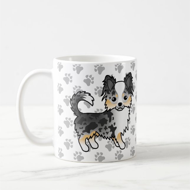 Mug Chihuahua à poil long Blue Merle Chien de dessin a (Gauche)