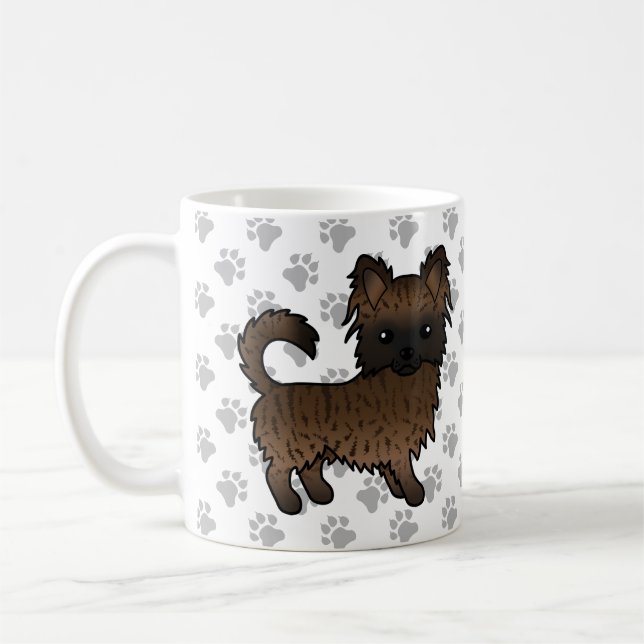 Mug Chihuahua à poil long bringé Chien de dessin animé (Gauche)