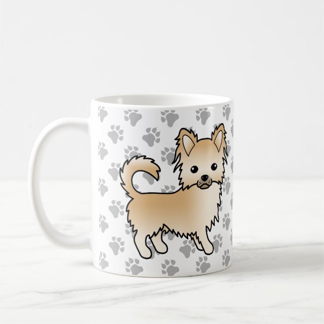 Mug Chihuahua à poil long fauve Chien de dessin animé  (Gauche)