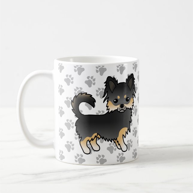 Mug Chihuahua à poil long noir et feu, joli chien et p (Gauche)