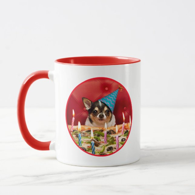 Mug Chihuahua Anniversaire Pizza Pie (Gauche)