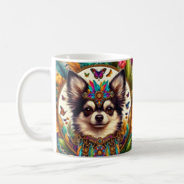 Mug Chihuahua Art Floral Mexicain (Gauche)