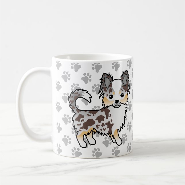 Mug Chihuahua au pelage long et merle chocolat & patte (Gauche)