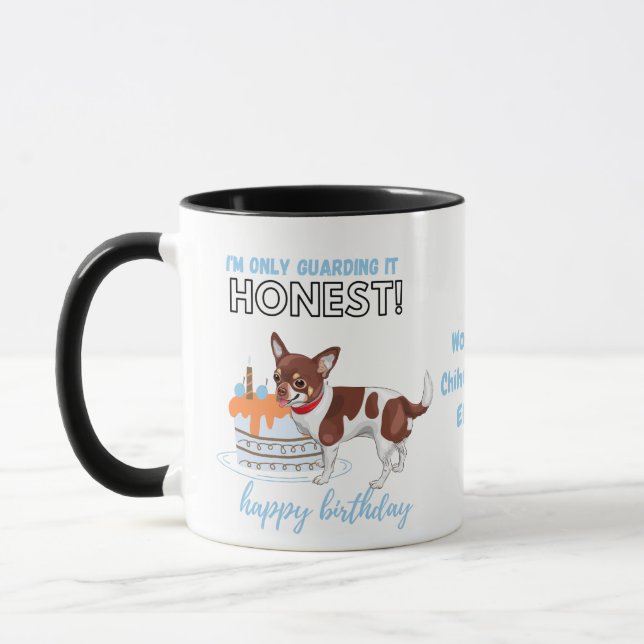 Mug Chihuahua chéri avec patchs Anniversaire CHIEN MOM (Gauche)