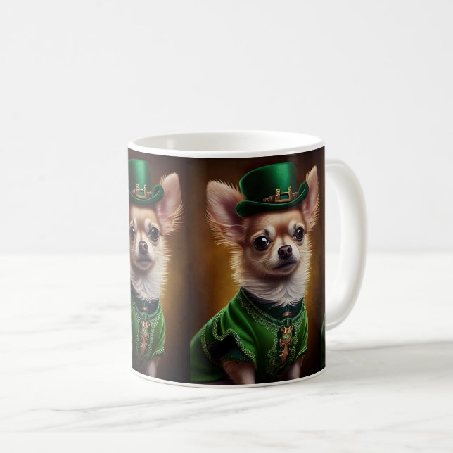 Mug Chihuahua Chien en robe de la Saint Patrick (Devant droit)