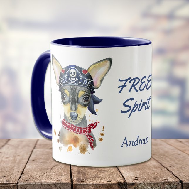 Mug Chihuahua Chig de l'Esprit Libre Personnalisé (Créateur téléchargé)