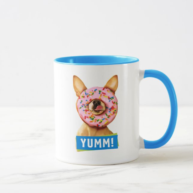 Mug Chihuahua Chig drôle avec saupoudrer la beigne sur (Droite)