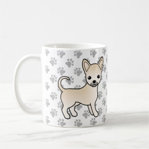 Mug Chihuahua de dessin animé à poil lisse crème et pa