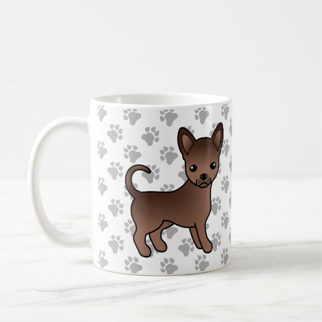 Mug Chihuahua de dessin animé à poils lisses au chocol (Gauche)