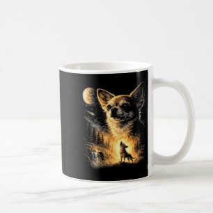 Mug Chihuahua hurlant à la lune mème de chien rétro 90