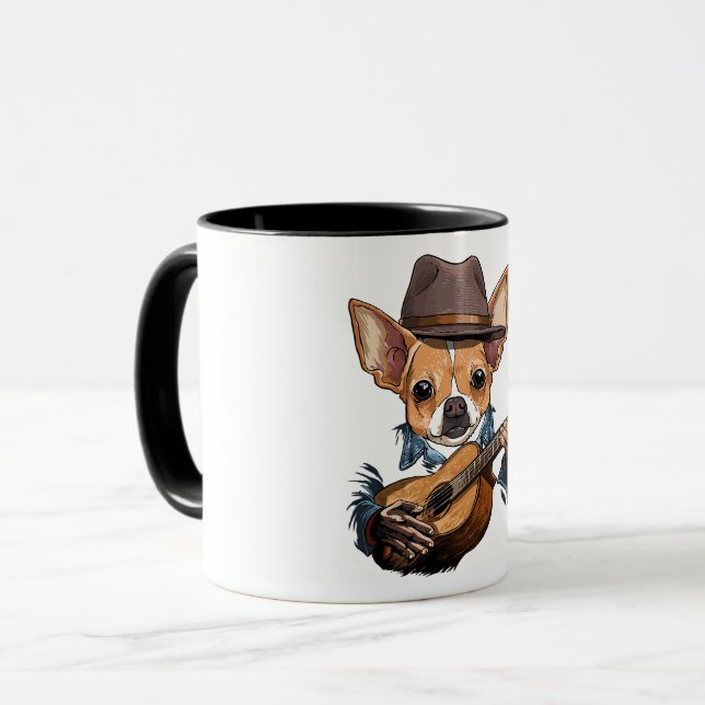 Mug Chihuahua Jouer Guitare Jouet animal de compagnie  (Devant gauche)