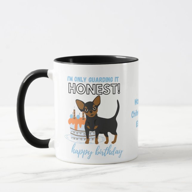Mug Chihuahua MOM noir aux cheveux foncés Anniversaire (Gauche)